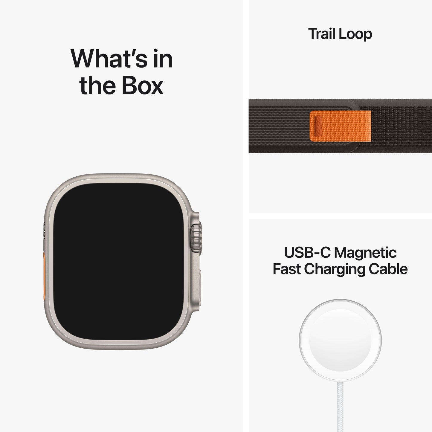 Apple Watch Ultra GPS + Cellular, 49mm Titanium Case with Black/Grey Trail Loop - S/M