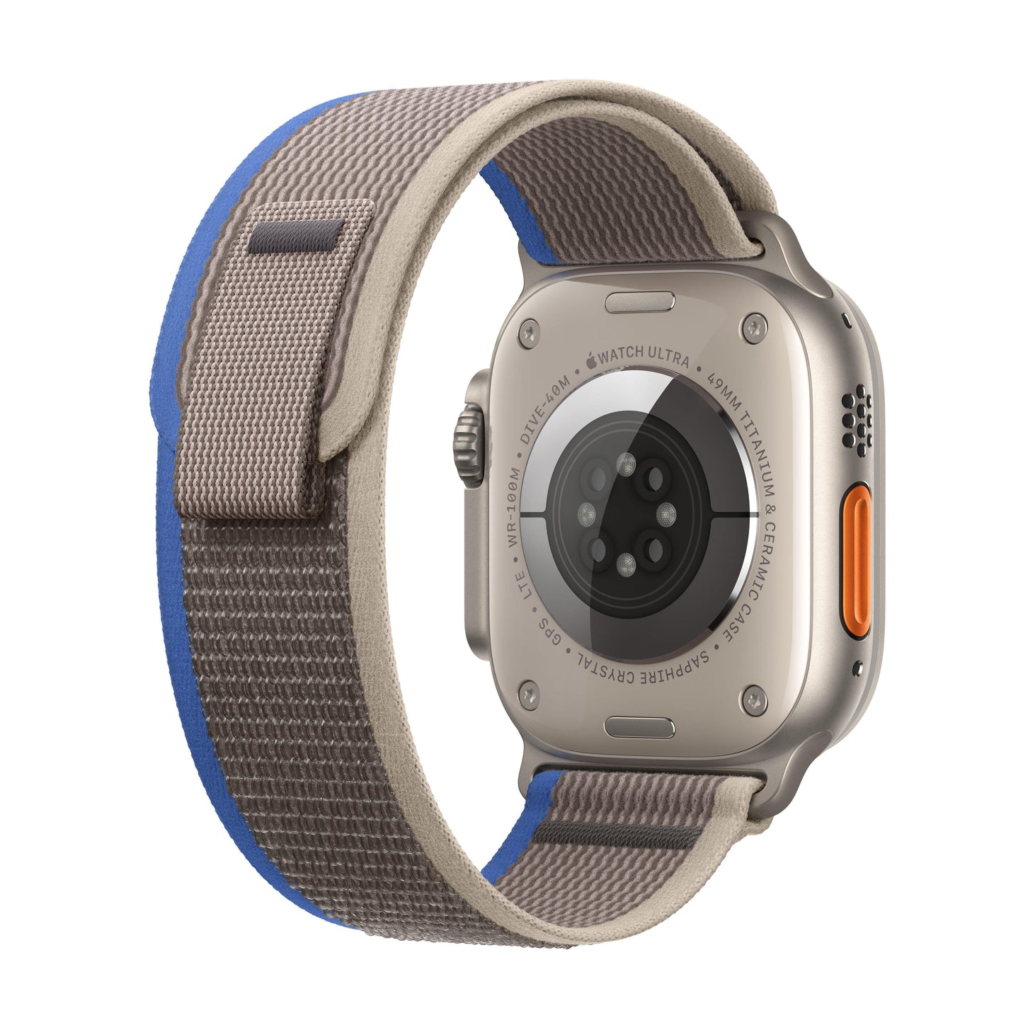 Apple Watch Ultra GPS + Cellular, 49mm Titanium Case with Blue/Grey Trail Loop - S/M