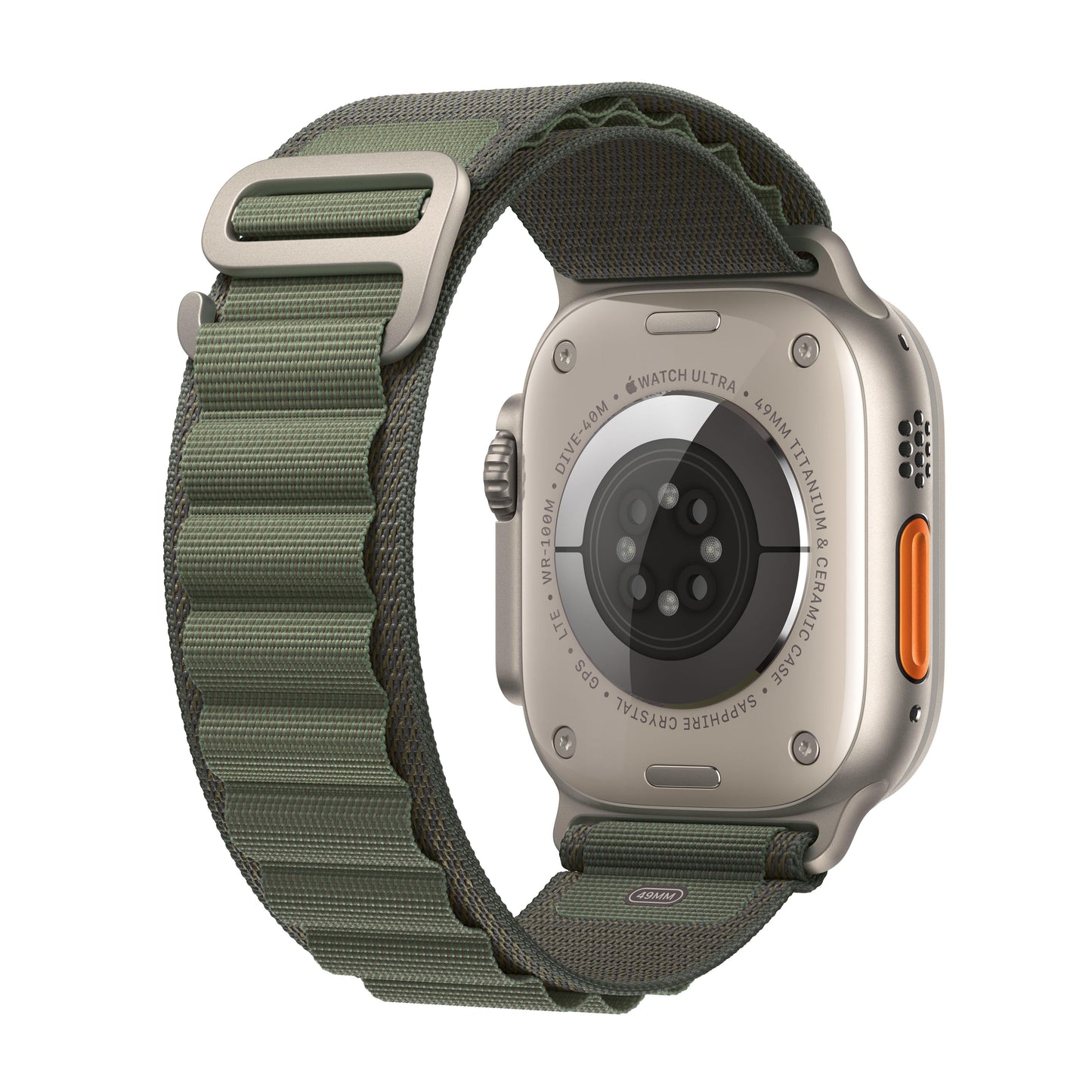 Apple Watch Ultra GPS + Cellular, 49mm Titanium Case with Green Alpine Loop - Small