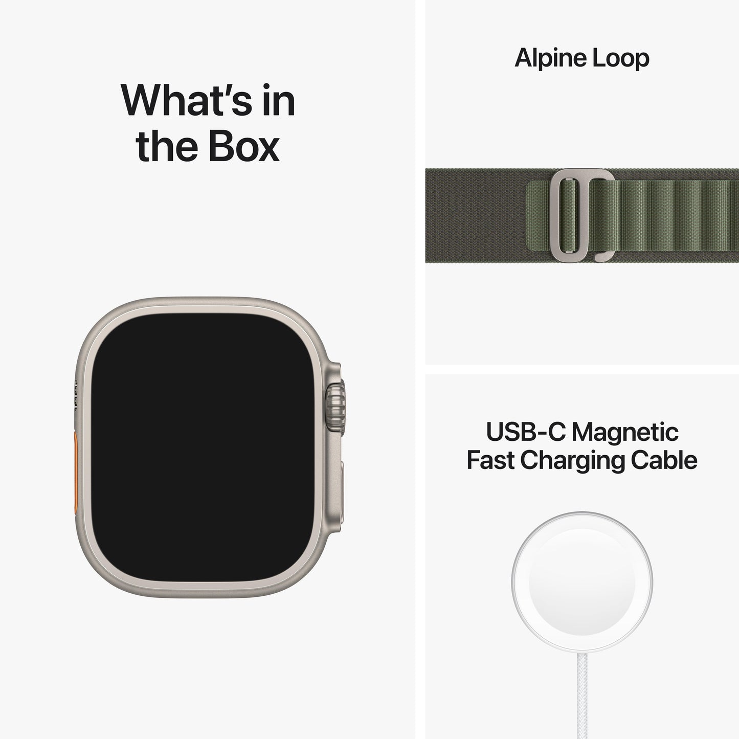 Apple Watch Ultra GPS + Cellular, 49mm Titanium Case with Green Alpine Loop - Large