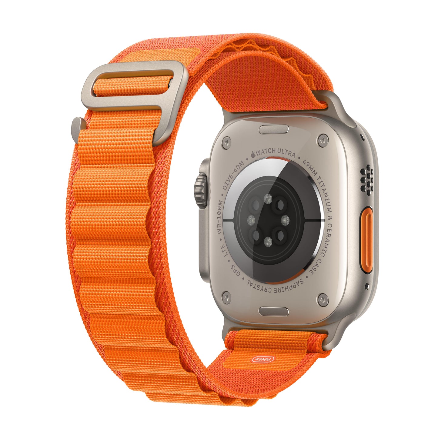 Apple Watch Ultra GPS + Cellular, 49mm Titanium Case with Orange Alpine Loop - Medium