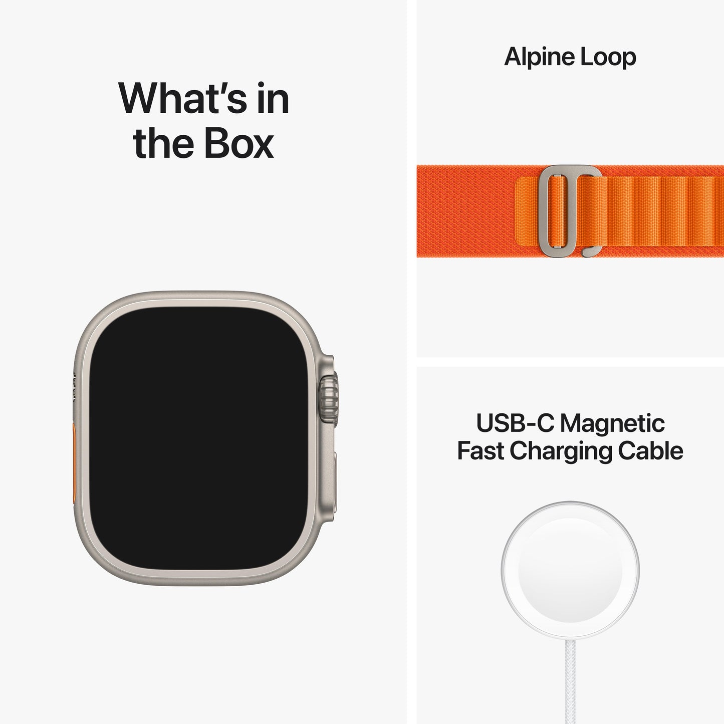 Apple Watch Ultra GPS + Cellular, 49mm Titanium Case with Orange Alpine Loop - Medium