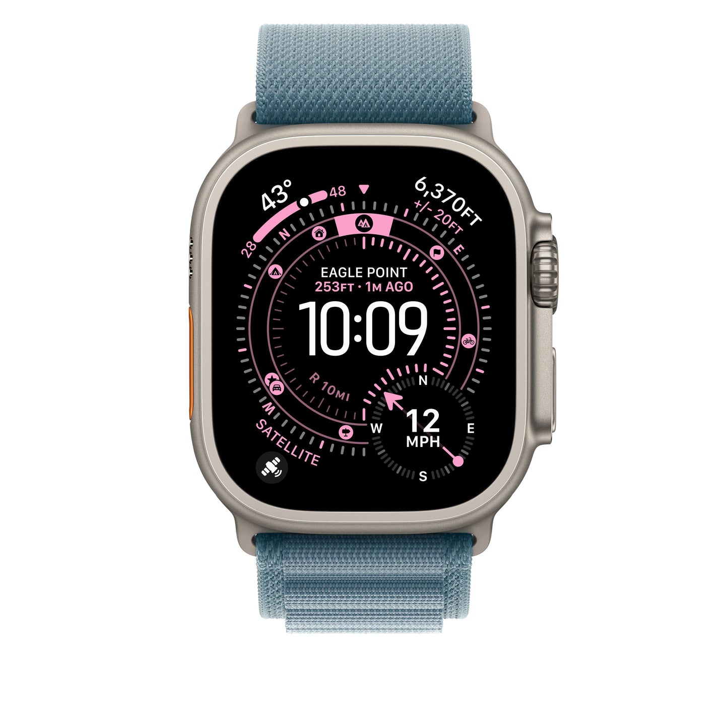49mm Light Blue Alpine Loop - Small - Natural Titanium Finish