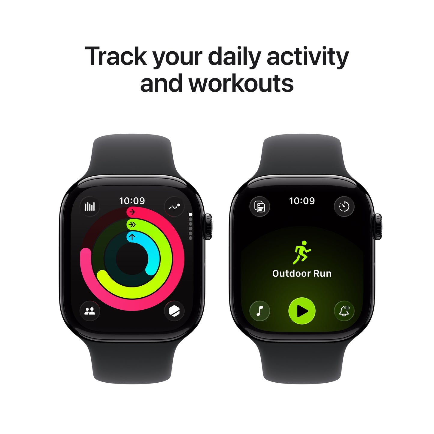Apple Watch Series 11 GPS + Cellular 46mm Jet Black Aluminium Case with Black Sport Band - M/L