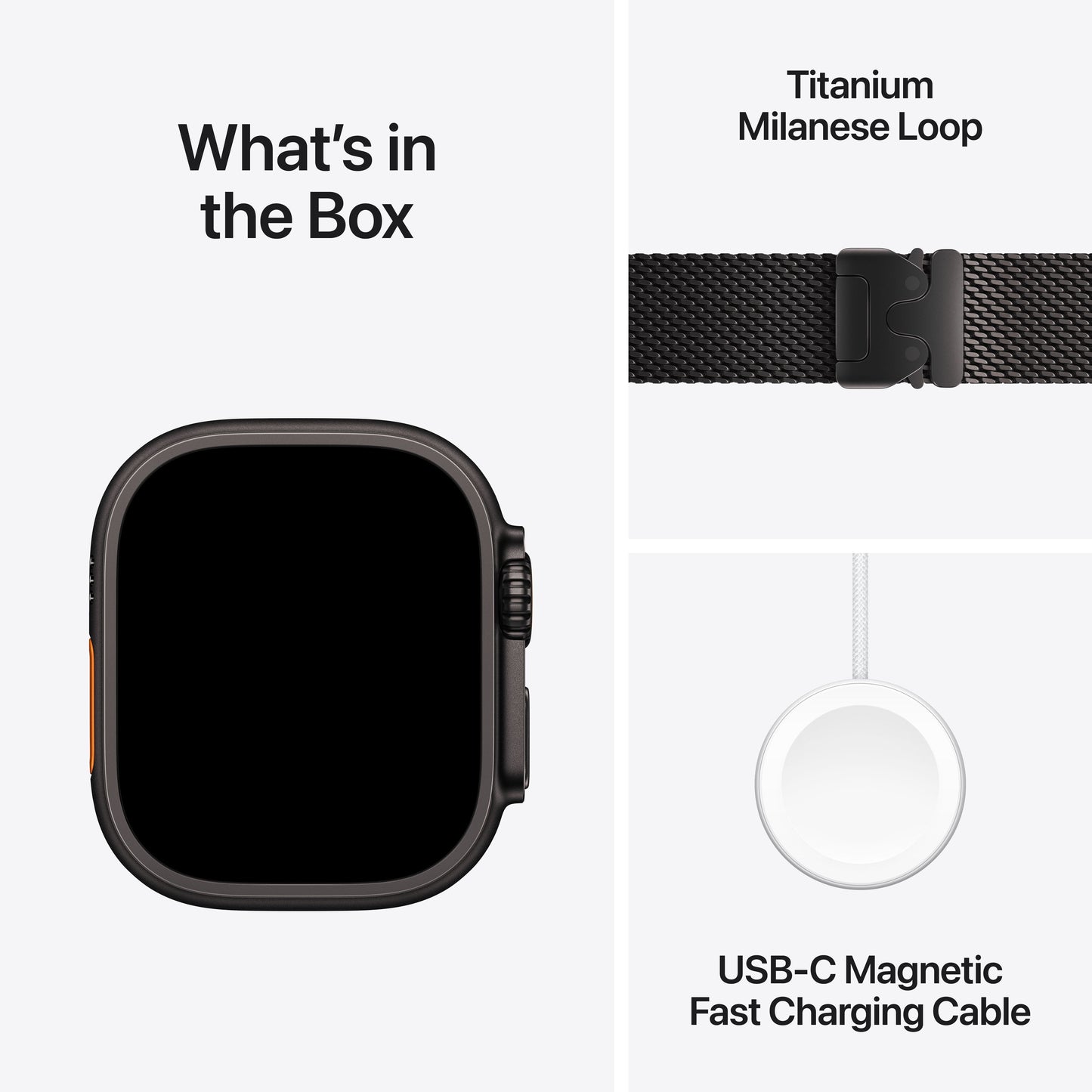 Apple Watch Ultra 3 GPS + Cellular 49mm Black Titanium Case with Black Titanium Milanese Loop - Large
