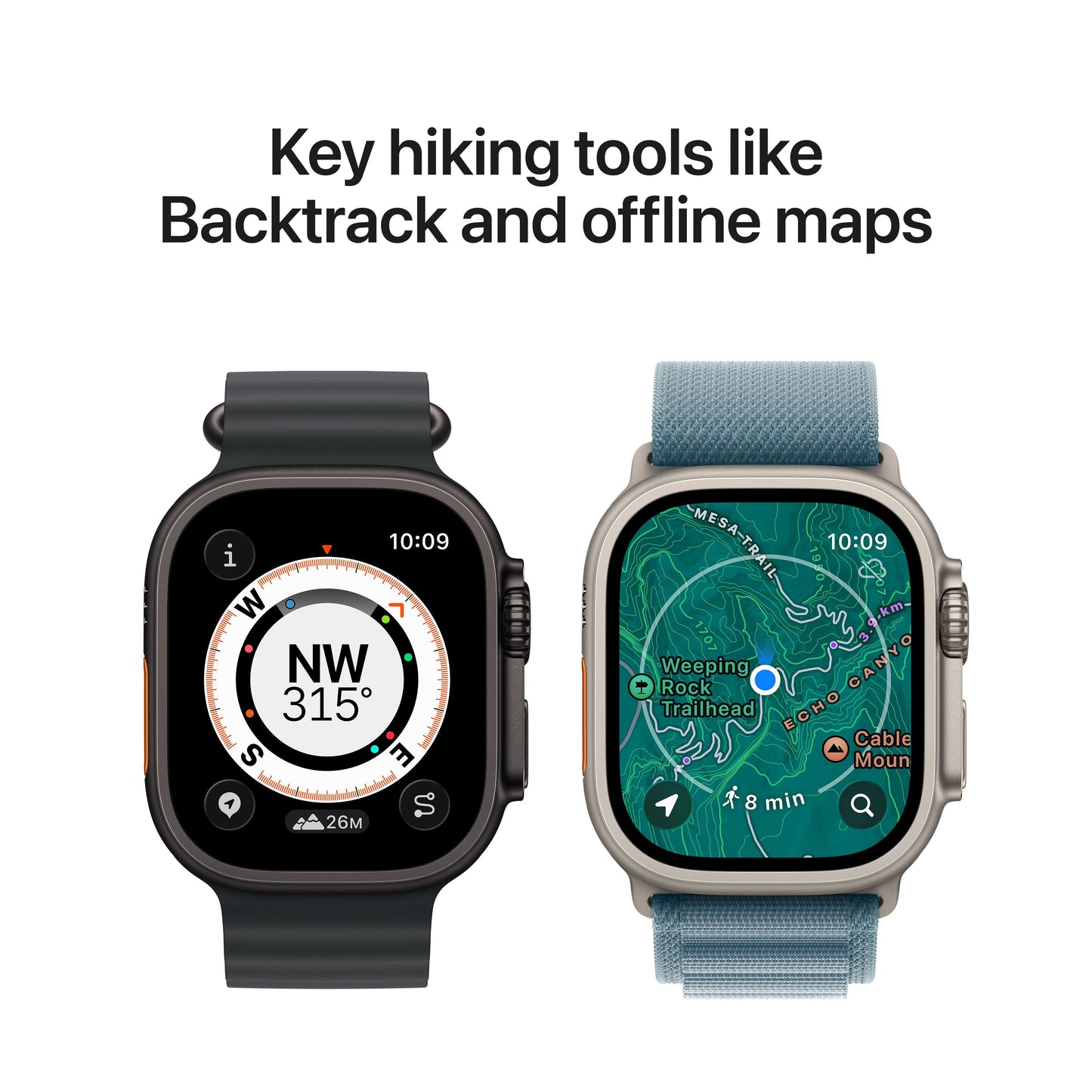 Apple Watch Ultra 3 GPS + Cellular 49mm Black Titanium Case with Black/Charcoal Trail Loop - S/M