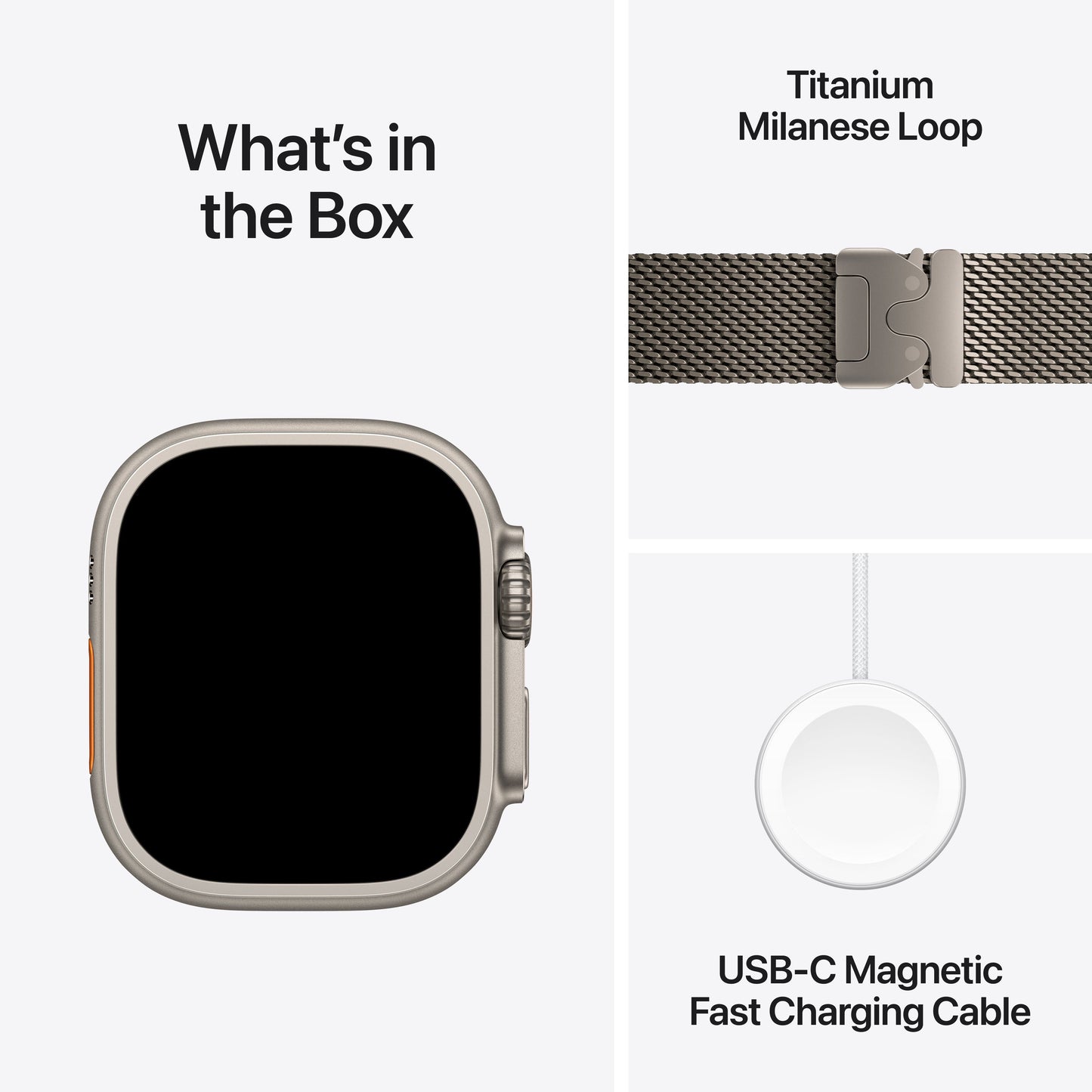 Apple Watch Ultra 3 GPS + Cellular 49mm Natural Titanium Case with Natural Titanium Milanese Loop - Large