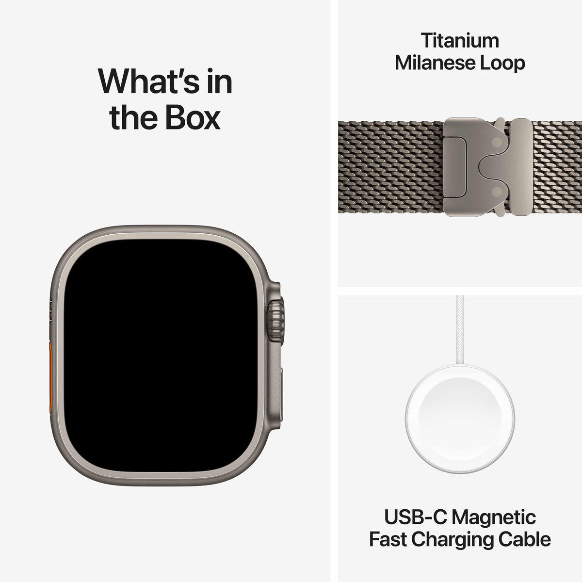 Apple Watch Ultra 4 GPS + Cellular 49mm Natural Titanium Case with Natural Titanium Milanese Loop - S