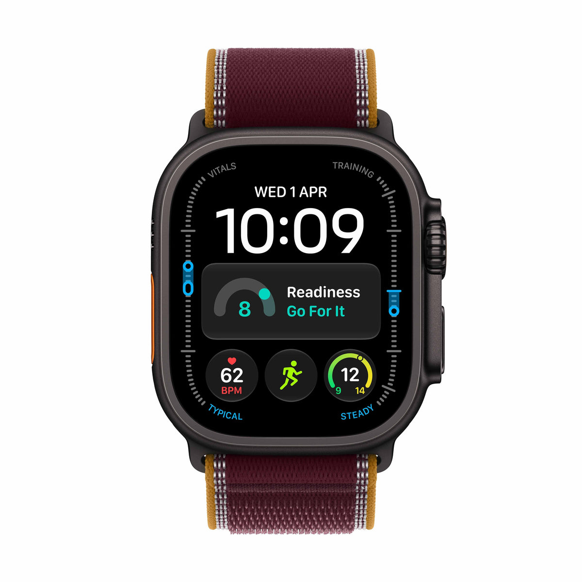Apple Watch Ultra 4 GPS + Cellular 49mm Black Titanium Case with Burgundy Trail Loop - S/M