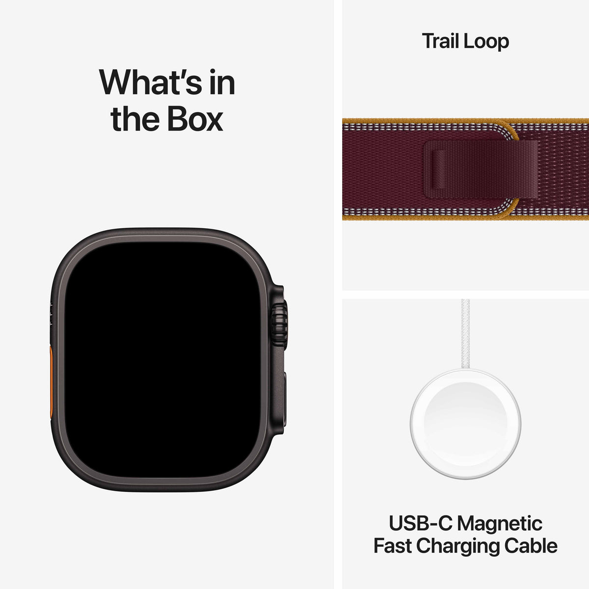 Apple Watch Ultra 4 GPS + Cellular 49mm Black Titanium Case with Burgundy Trail Loop - S/M