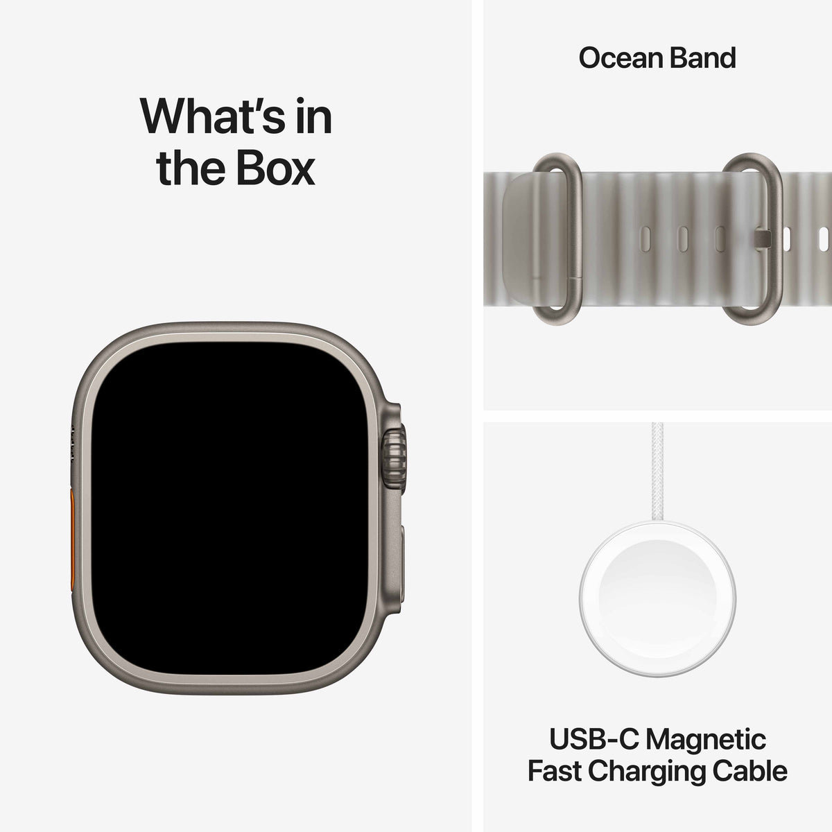 Apple Watch Ultra 4 GPS + Cellular 49mm Natural Titanium Case with Translucent Grey Ocean Band