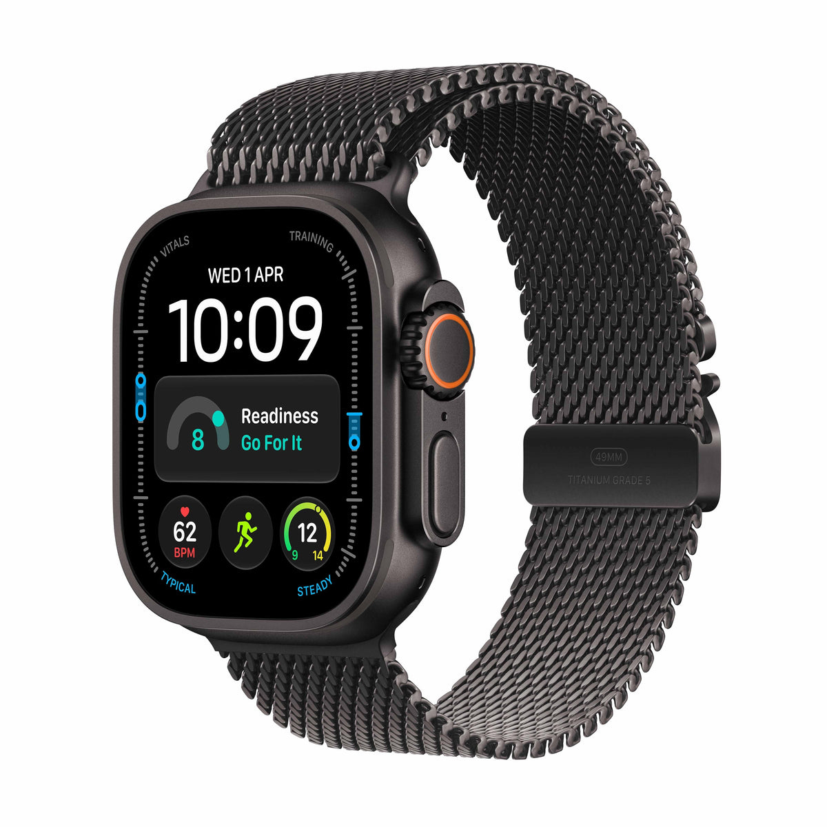 Apple Watch Ultra 4 GPS + Cellular 49mm Black Titanium Case with Black Titanium Milanese Loop - S