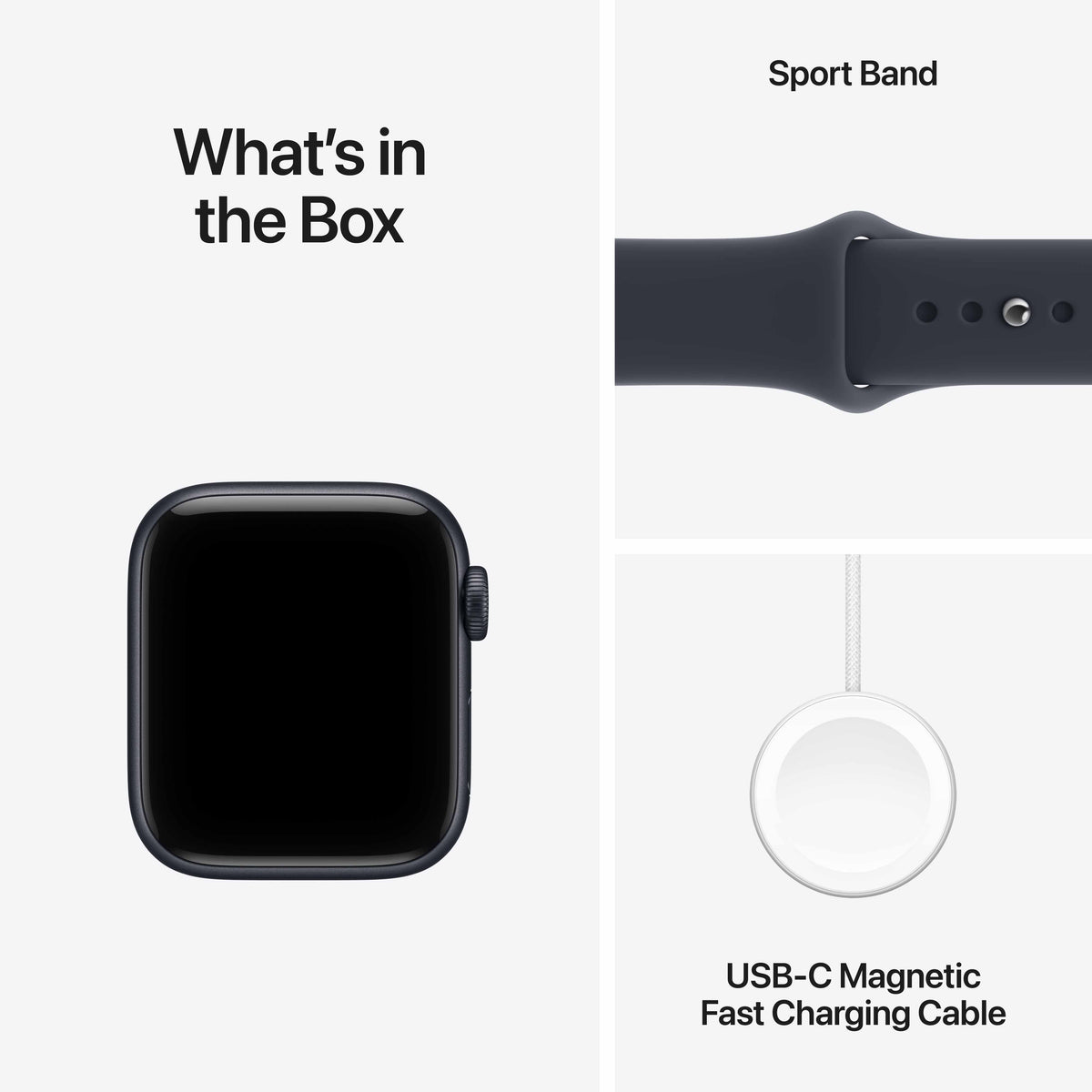 Apple Watch SE 3 GPS 40mm Midnight Aluminium Case with Navy Blue Sport Band - S/M