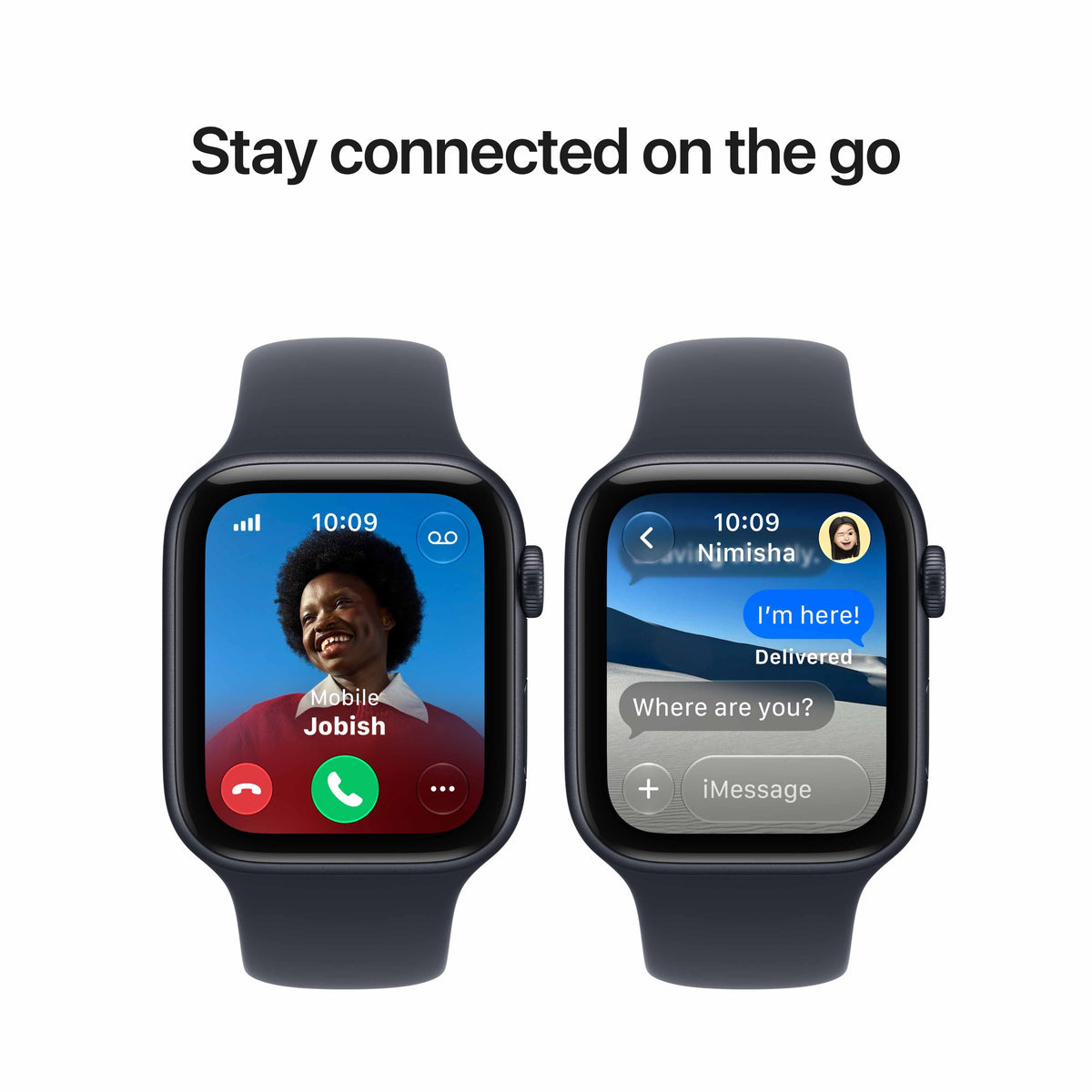 Apple Watch SE 3 GPS + Cellular 44mm Midnight Aluminium Case with Navy Blue Sport Band - M/L