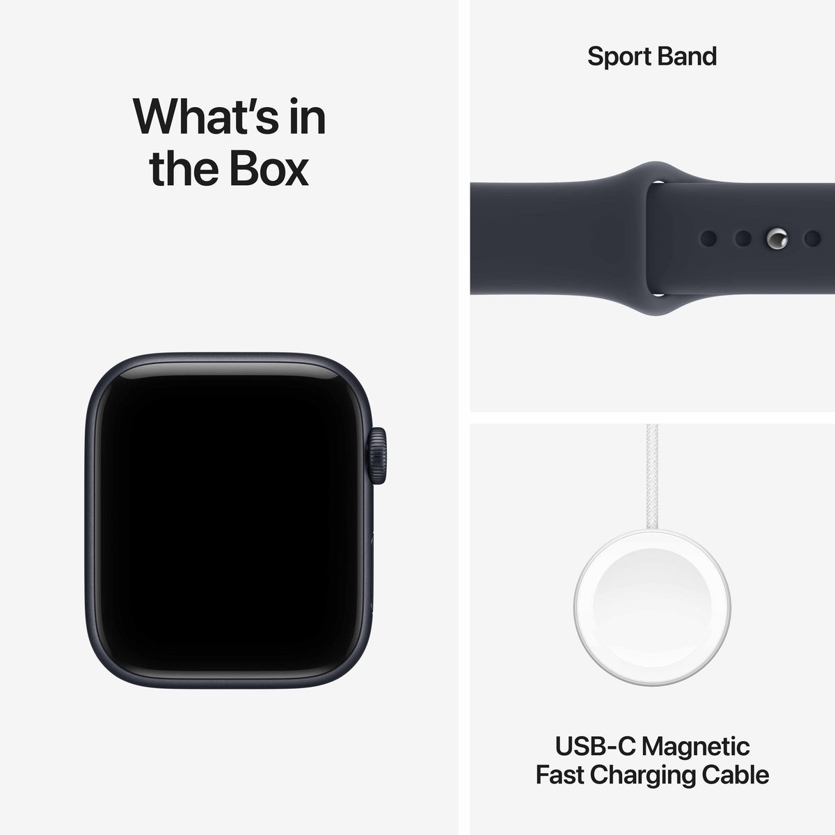 Apple Watch SE 3 GPS 44mm Midnight Aluminium Case with Navy Blue Sport Band - M/L
