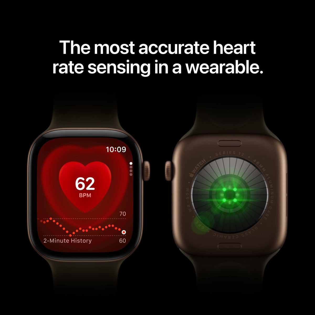 Apple Watch Series 12 GPS 46mm Dark Bronze Aluminium Case with Olive Sport Band - S/M