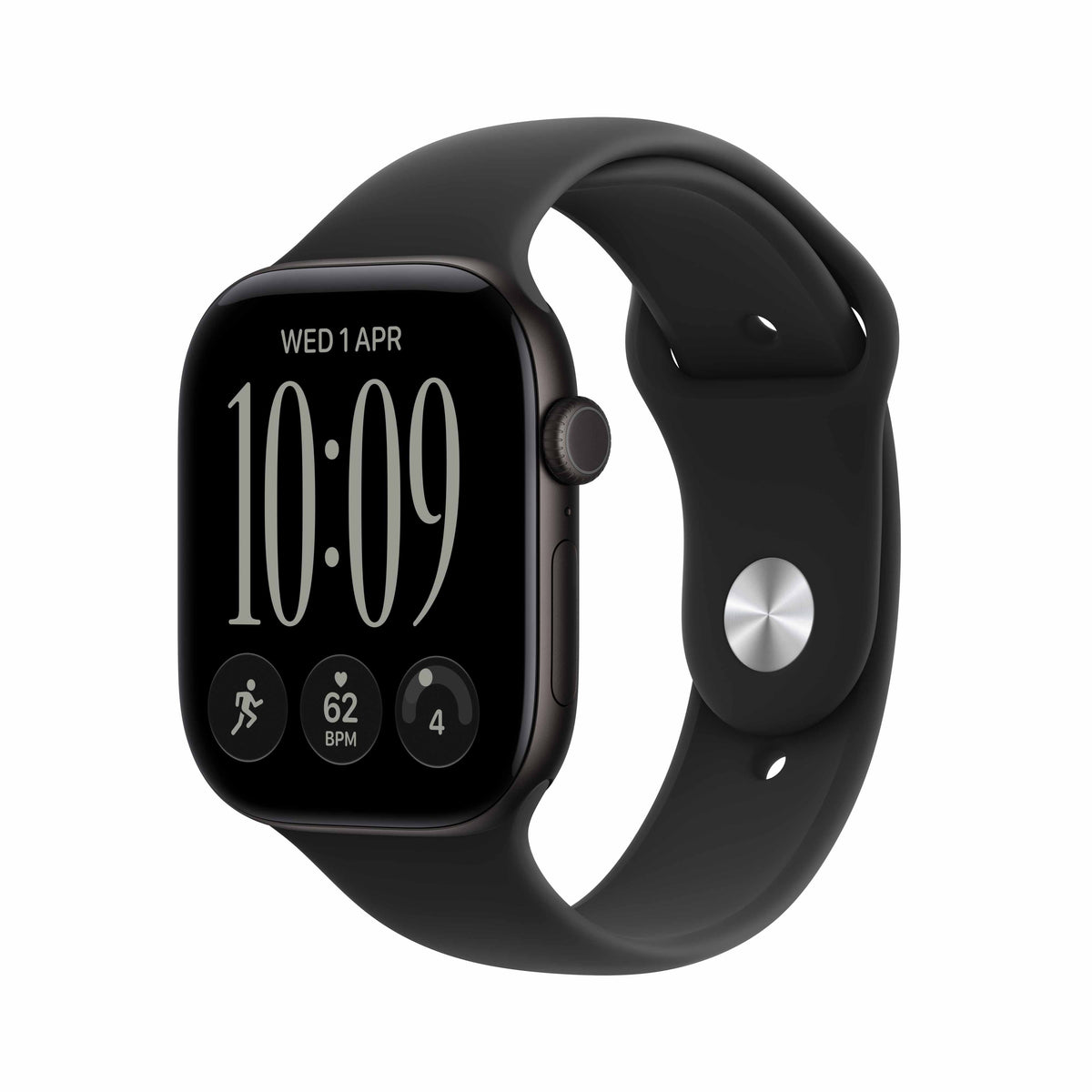 Apple Watch Series 12 GPS 46mm Black Aluminium Case with Black Sport Band - M/L