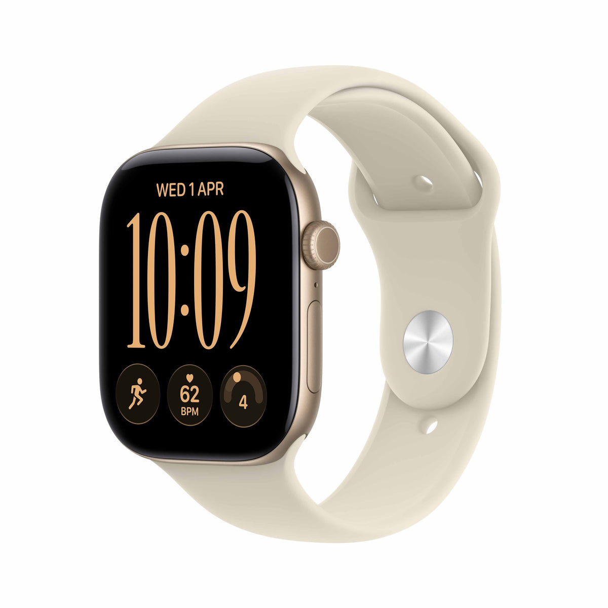 Apple Watch Series 12 GPS + Cellular 46mm Light Gold Aluminium Case with Sand Sport Band - S/M
