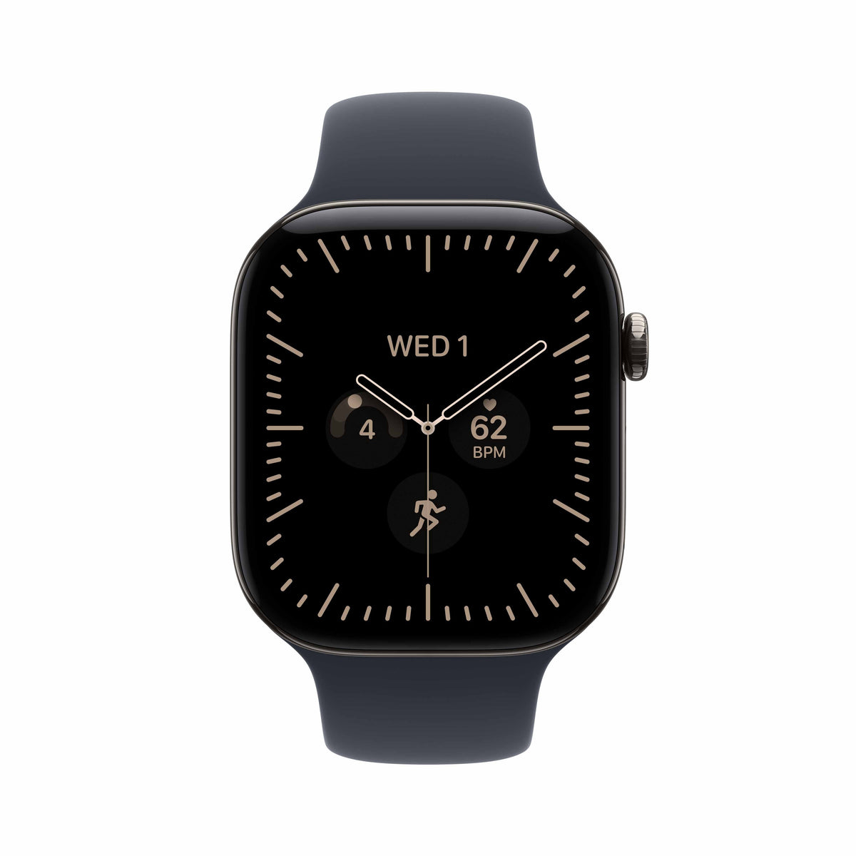 Apple Watch Series 12 GPS + Cellular 46mm Natural Titanium Case with Navy Blue Sport Band - S/M