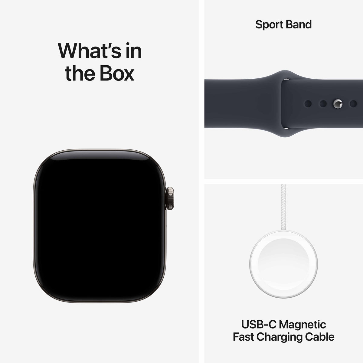 Apple Watch Series 12 GPS + Cellular 46mm Natural Titanium Case with Navy Blue Sport Band - S/M