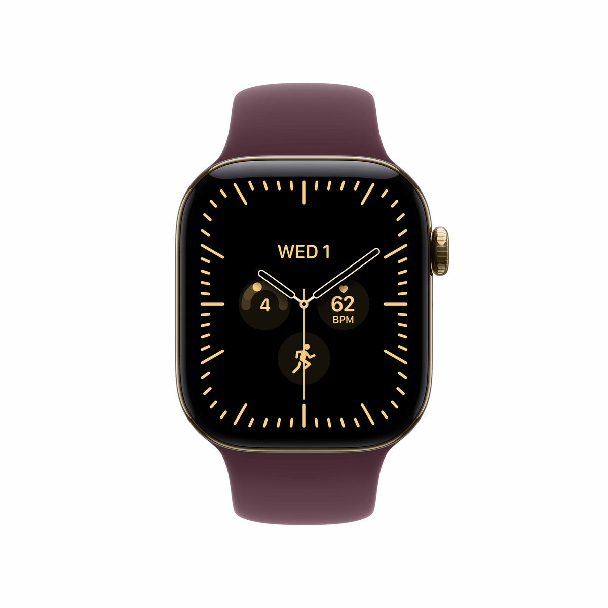 Apple Watch Series 12 GPS + Cellular 42mm Radiant Gold Titanium Case with Burgundy Sport Band - S/M