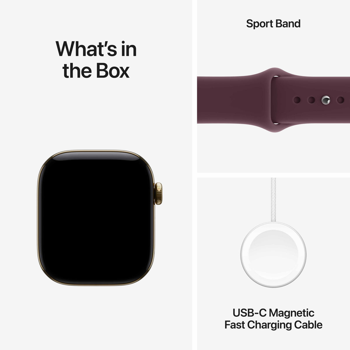 Apple Watch Series 12 GPS + Cellular 42mm Radiant Gold Titanium Case with Burgundy Sport Band - S/M