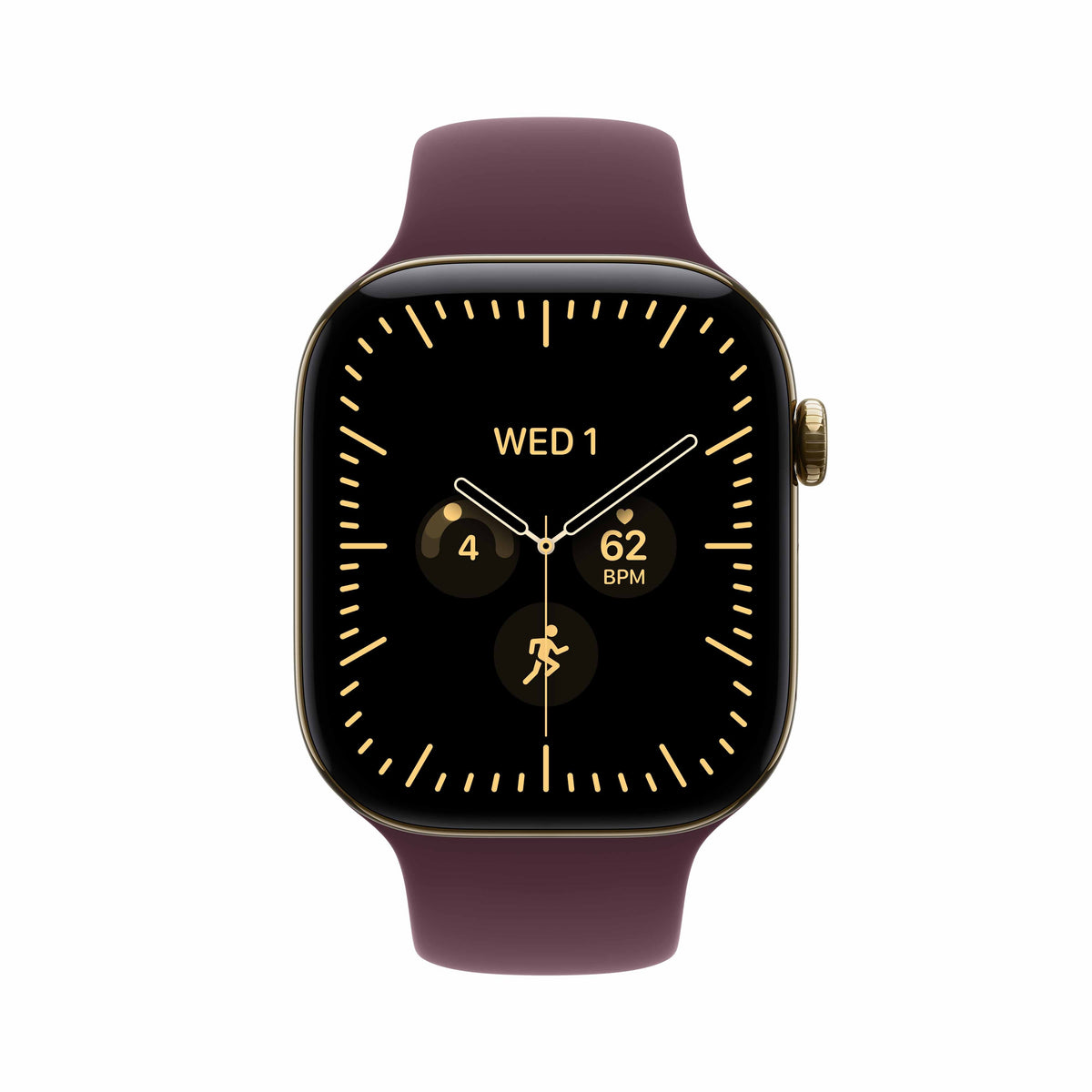 Apple Watch Series 12 GPS + Cellular 46mm Radiant Gold Titanium Case with Burgundy Sport Band - S/M