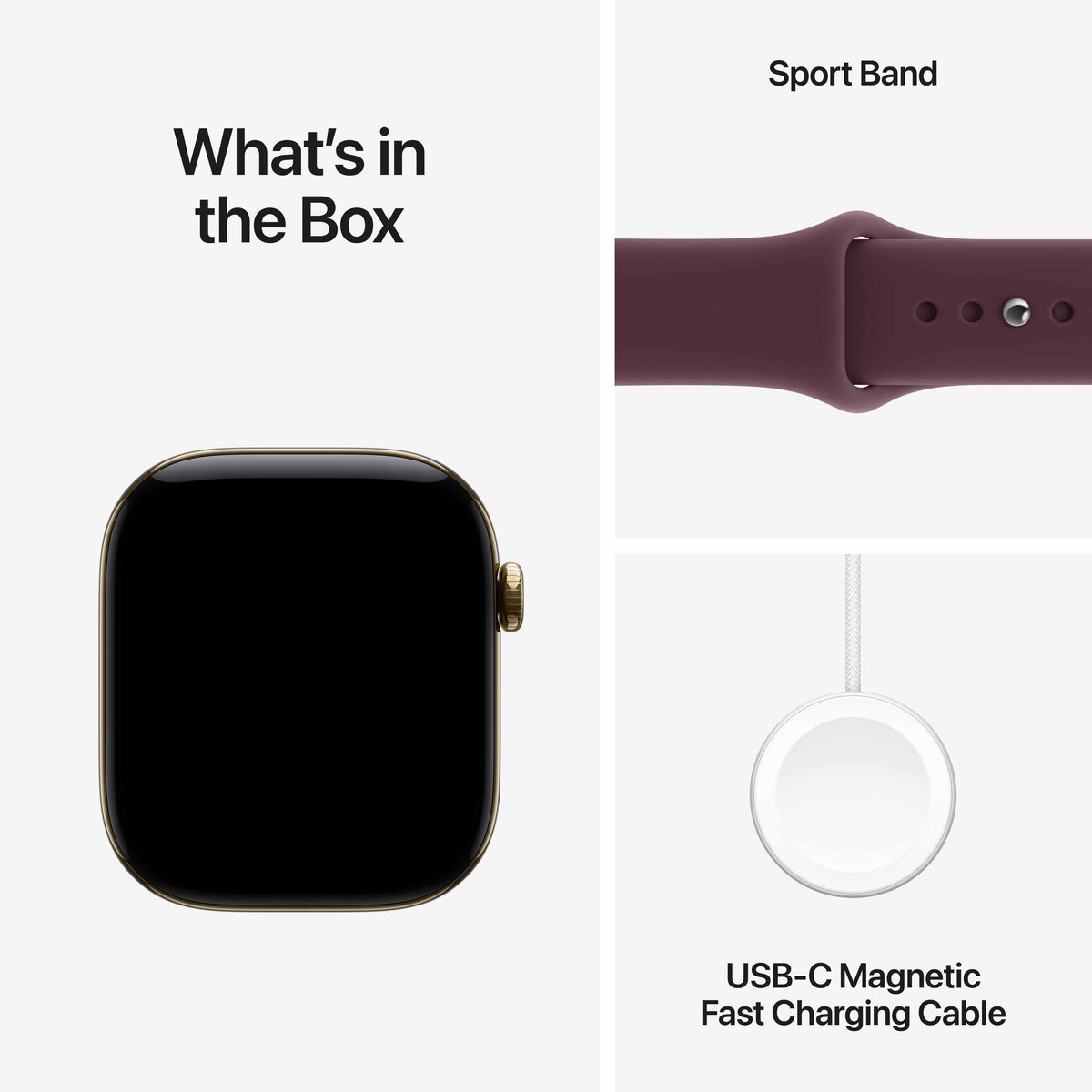 Apple Watch Series 12 GPS + Cellular 46mm Radiant Gold Titanium Case with Burgundy Sport Band - S/M