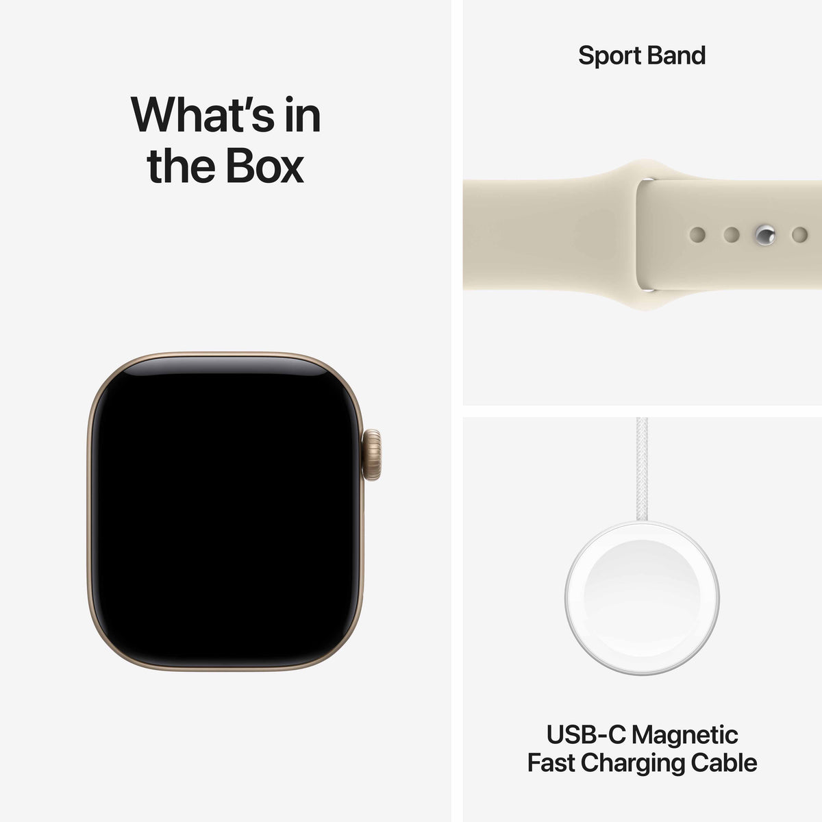 Apple Watch Series 12 GPS + Cellular 42mm Light Gold Aluminium Case with Sand Sport Band - M/L