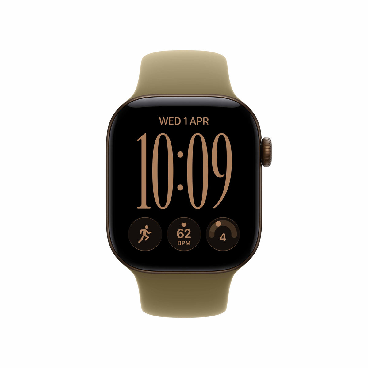 Apple Watch Series 12 GPS 42mm Dark Bronze Aluminium Case with Olive Sport Band - S/M