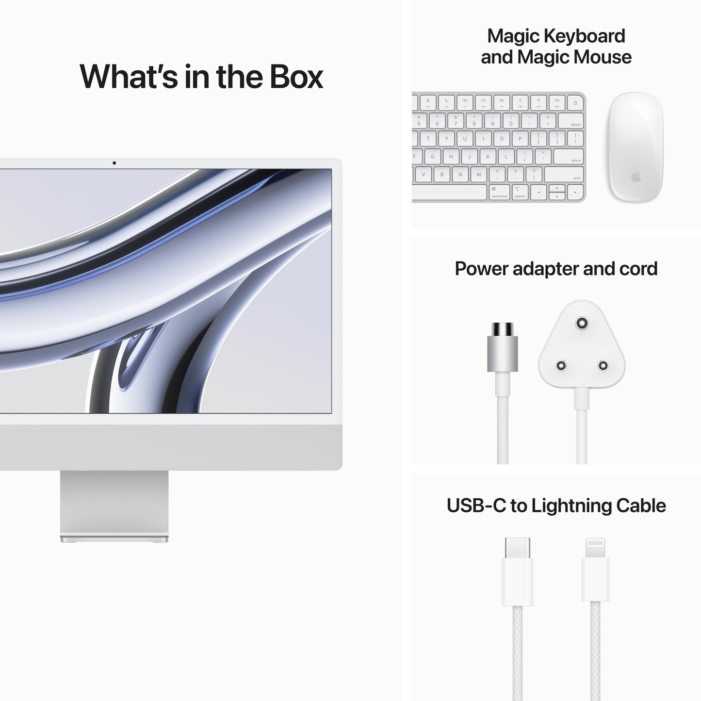 24-inch iMac with Retina 4.5K display: Apple M3 chip with 8?core CPU and 8?core GPU, 256GB SSD - Silver