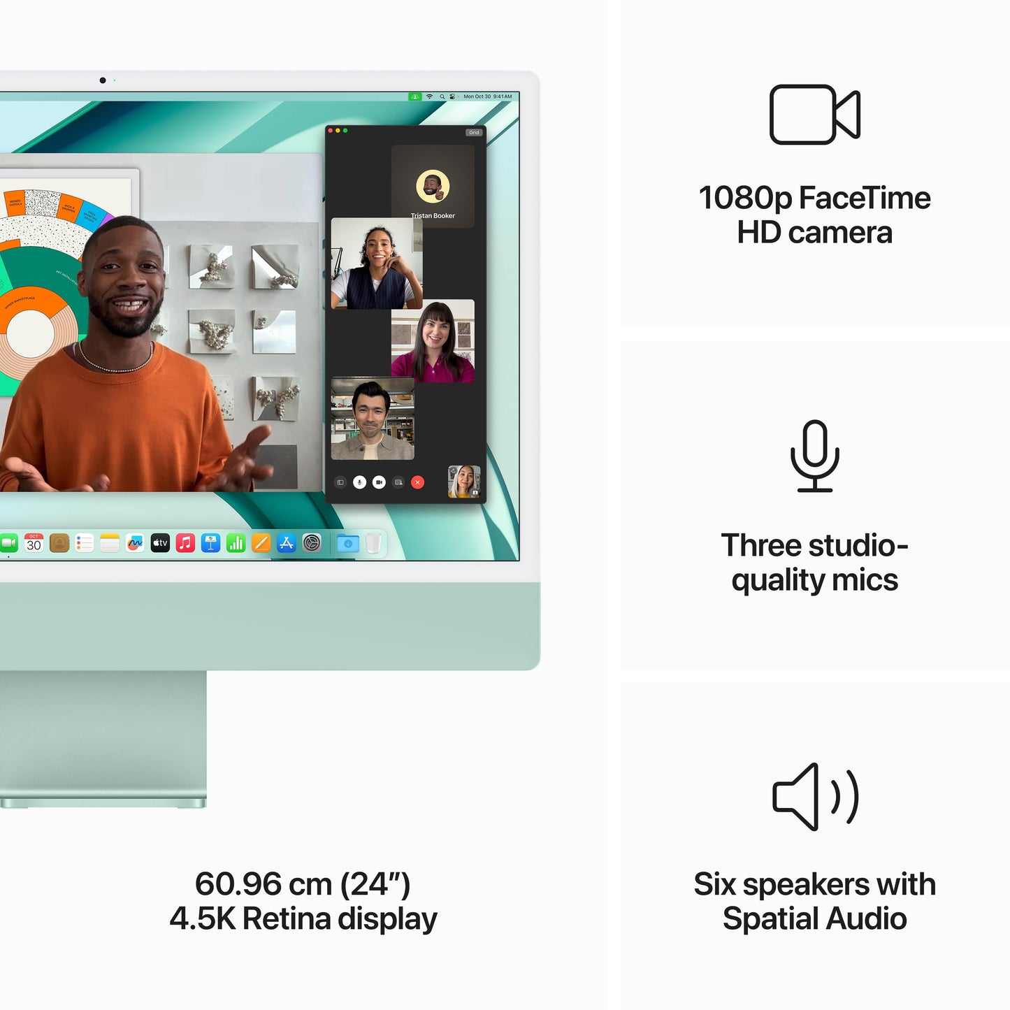 24-inch iMac with Retina 4.5K display: Apple M3 chip with 8?core CPU and 10?core GPU, 256GB SSD - Green