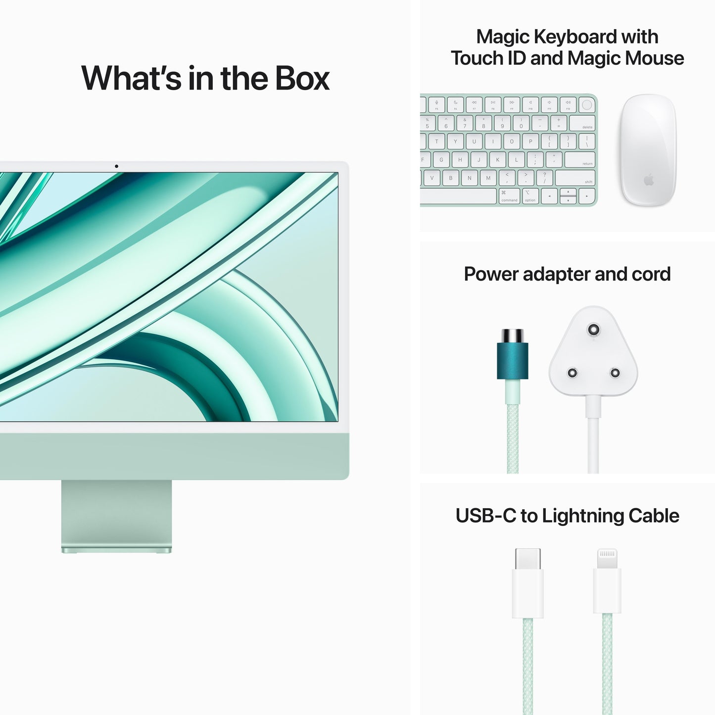 24-inch iMac with Retina 4.5K display: Apple M3 chip with 8?core CPU and 10?core GPU, 256GB SSD - Green
