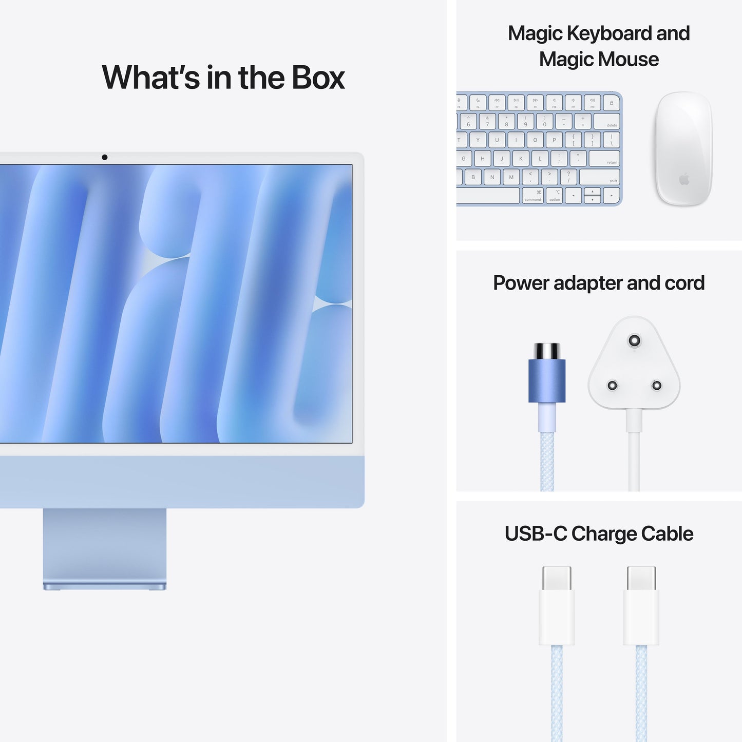 24-inch iMac with Retina 4.5K display: Apple M4 chip with 8-core CPU and 8-core GPU, 256GB SSD - Blue
