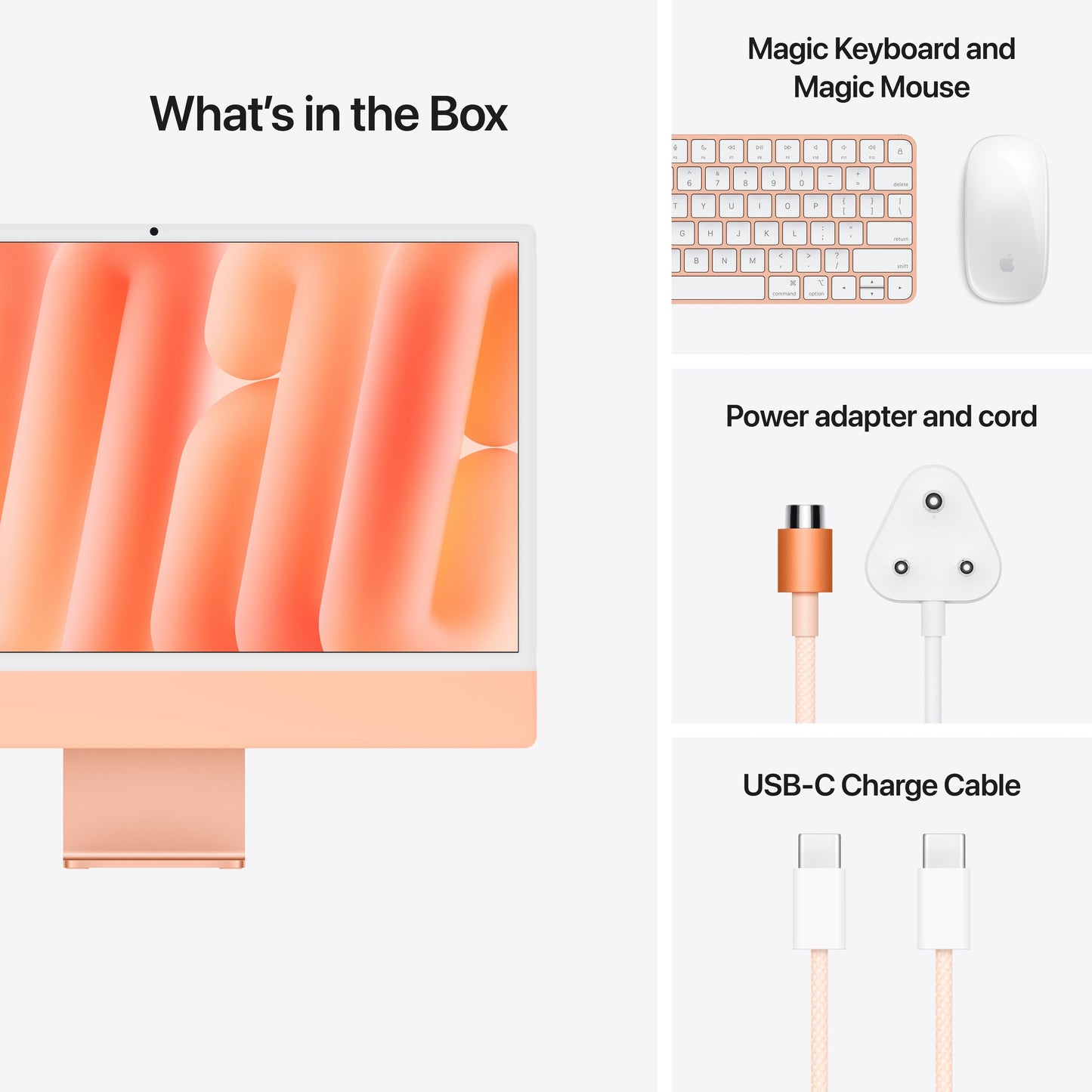 24-inch iMac with Retina 4.5K display: Apple M4 chip with 8-core CPU and 8-core GPU, 256GB SSD - Orange