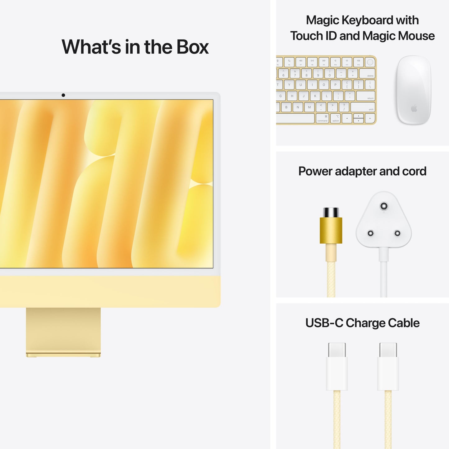 24-inch iMac with Retina 4.5K display: Apple M4 chip with 10-core CPU and 10-core GPU, 256GB SSD - Yellow