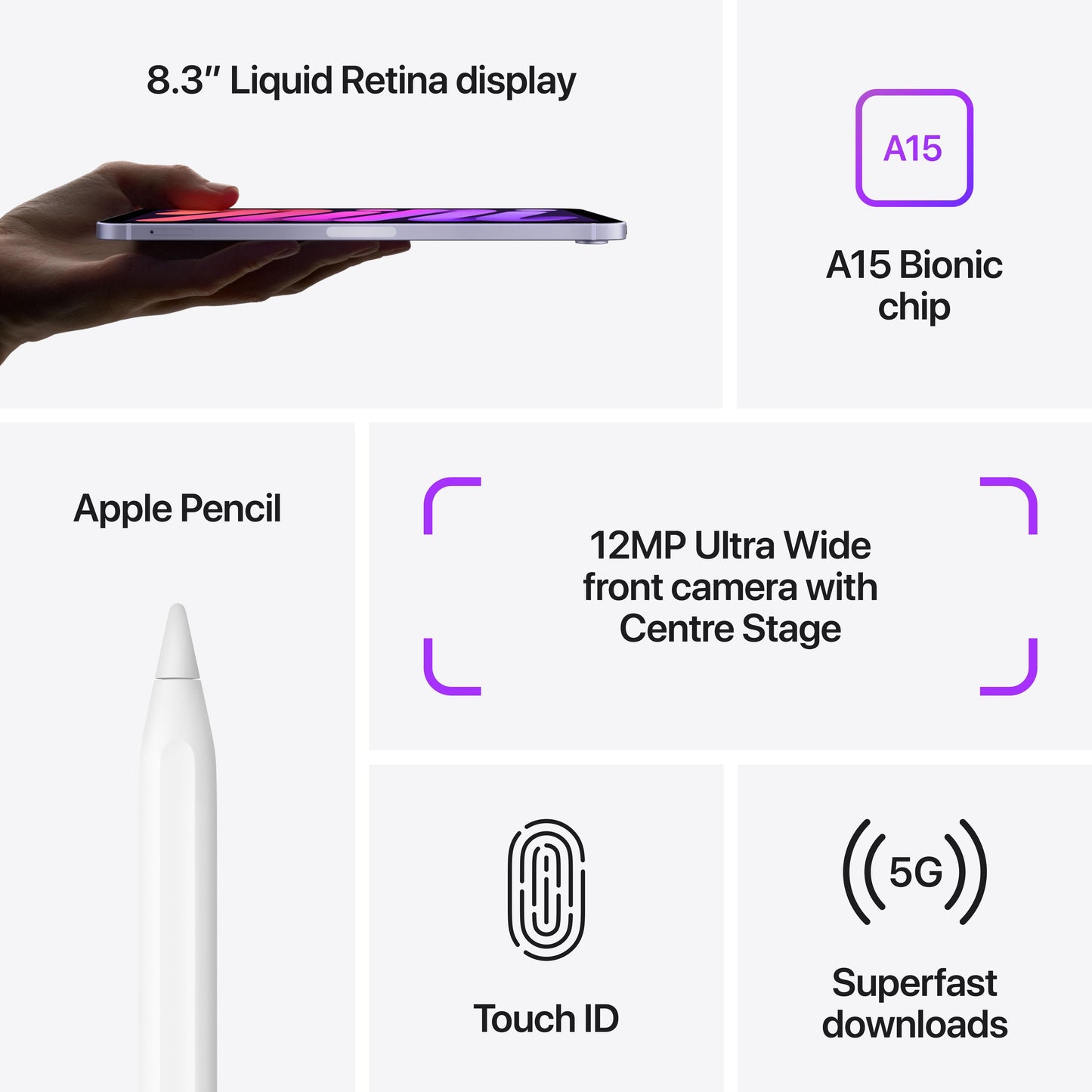 iPad mini Wi-Fi + Cellular 256GB - Purple (6th generation)