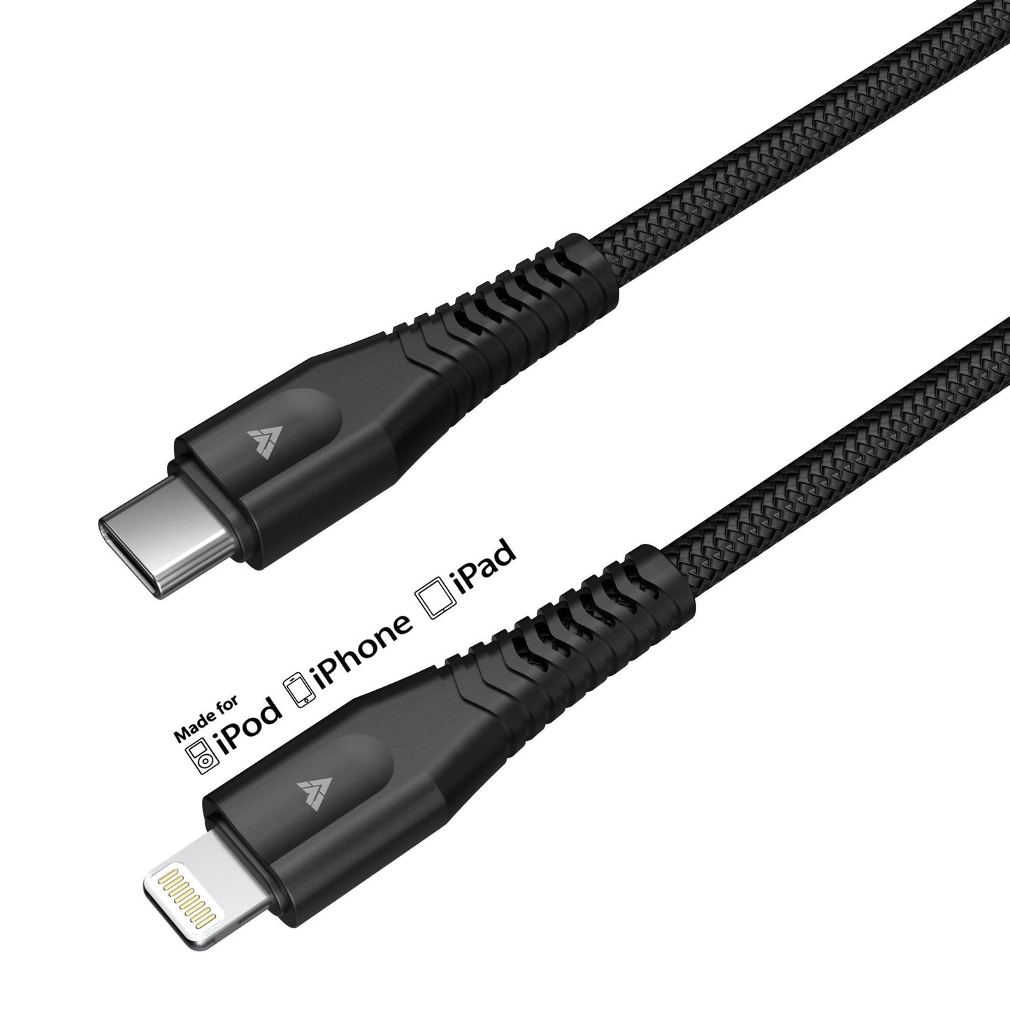 vaku-luxos®-krest-1-5m-mfi-certified-type-c-to-lightning-nylon-braided-cable-black8905129008529