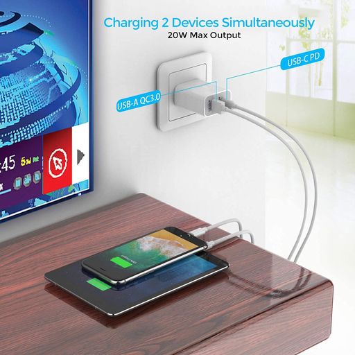 Powerup Max Charge 20W USB Type-C Ultra Smart Wall Charger - White